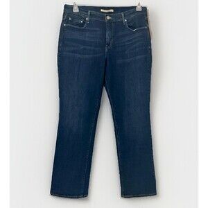 Levi’s Womens 505 Straight Jeans Mid Rise Blue Stone Wash Heavy Denim Size 12S